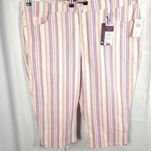 NWT‎ Gloria Vanderbilt Womens 22W 46x20 Pastel Striped High Rise Amanda Capris